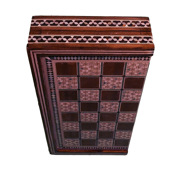 Handmade Moroccan Mother of Pearl Backgammon and Chess Board